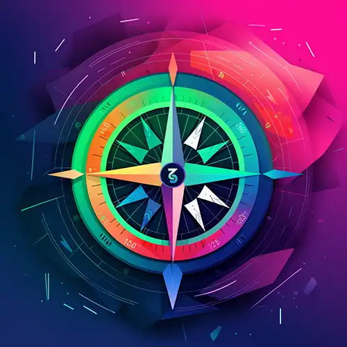 Colourful graphic of a compass
