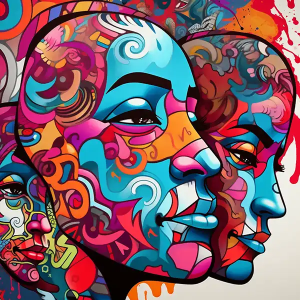 colourful graffiti portrait