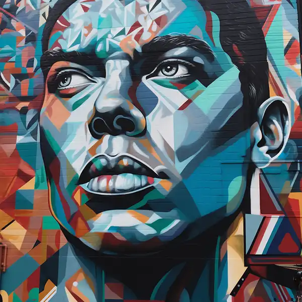 Young mans portrait as graffiti